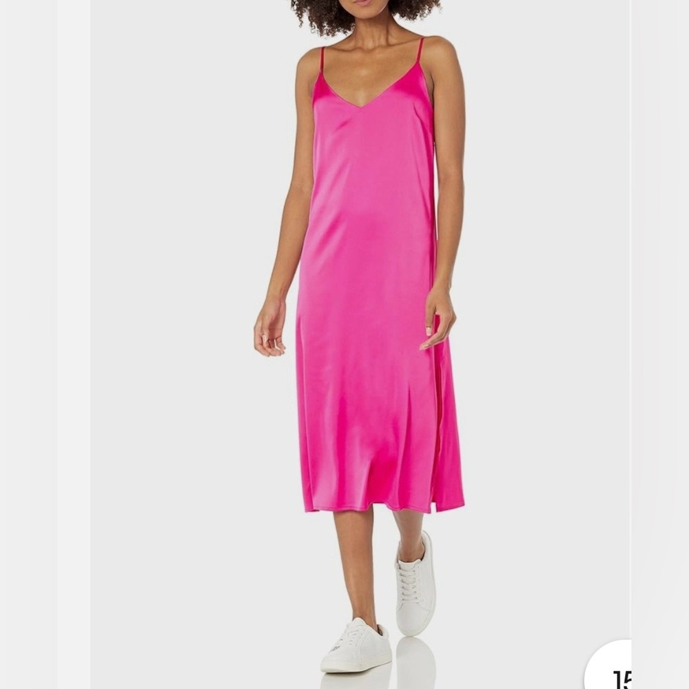 a new day Women's Vibrant Pink Satin Slip Dress